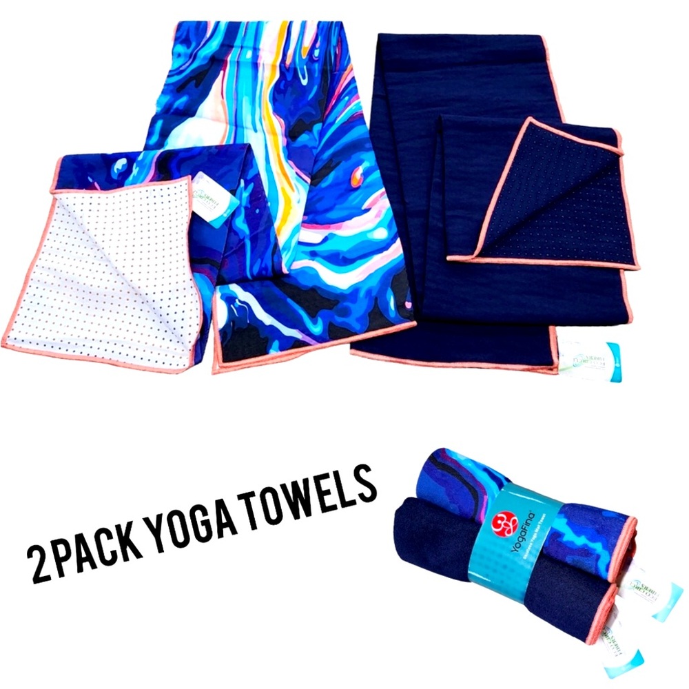Yogafina Skidless Yoga Mat Towel Twin Pack Set Color Muli 24 X 68 Ins